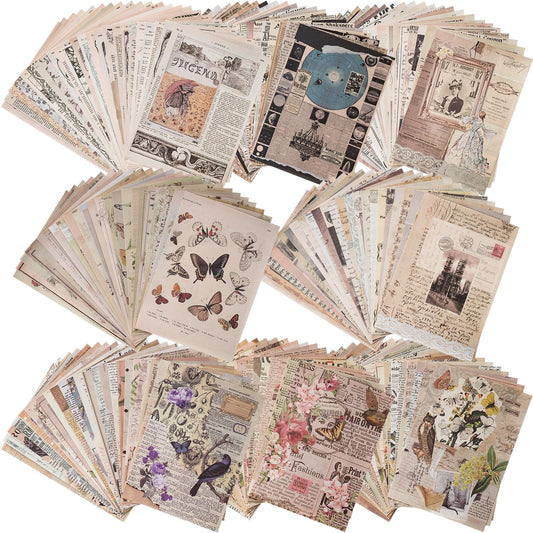 192 Sheets of Scrapbook Paper, Journaling Scrapbooking Supplies Craft Kits Vintage Room Decor Posters Decoupage Paper Ephemera for Junk Journals Bullet Journal Card Making Decorative Background