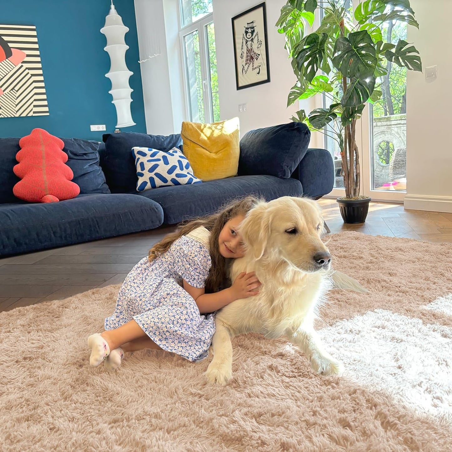 OLANLY Runner Rugs - Soft, Machine Washable Shaggy Design for Hallway & Bedroom | Beige 2x7 ft