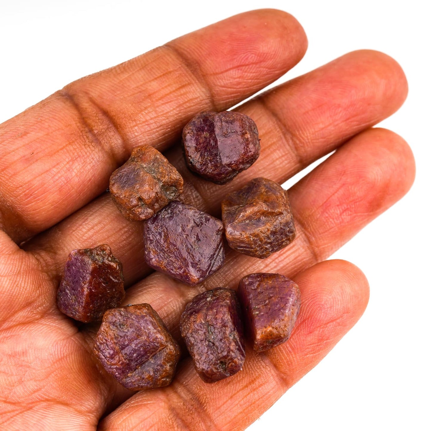 ColouredRocks 100 carats Ruby Crystals, Raw Stones, Rough Gemstones, Jewelry Making Supply, Cabbing, Polishing, Cutting, DIY, Crafts (8pcs) (10-15mm)