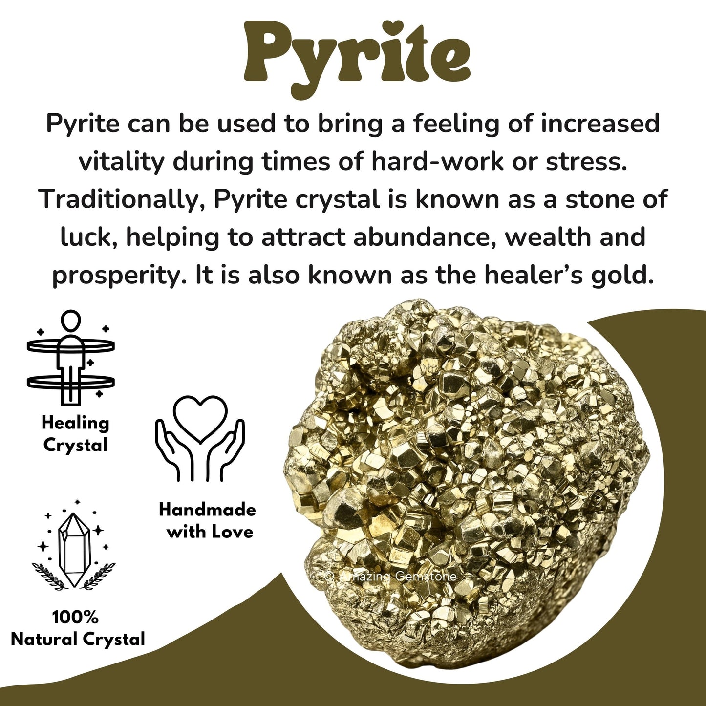 Amazing Gemstone Large Pyrite Crystal Stone Cluster Samples - High Energy Natural Iron Pyrite Stone Pirita Piedra Original with Healing Properties