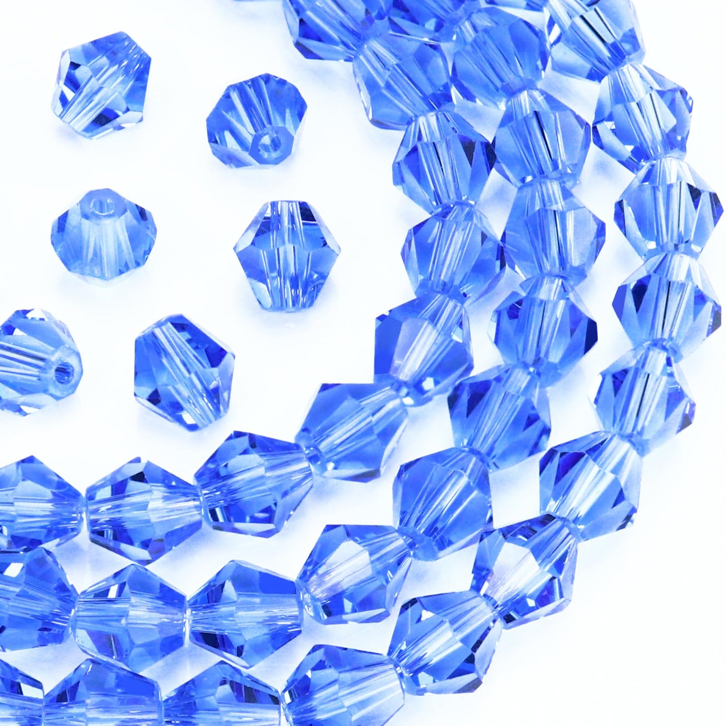 Dowarm 250PCS 6MM Faceted Bicone Crystal Beads for Crafts, Jewelry Making, DIY Bracelet, Necklace, Dolls, Wine Charms, Wind Chimes, Suncatchers, Loose Spacer Glass Beads, Light Blue