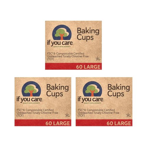If You Care Unbleached Baking Cups - Large Size, 60 Count, 3 Pack for Eco-Friendly Baking