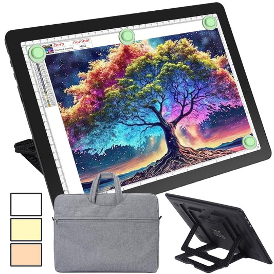 Phylosal Rechargeable A4 Light Pad with Built-in Stand & Bag, Magnetic Tracing Light Box for Drawing, Diamond Art Light Board with Side Button, Super Bright Light Table for Diamond Painting, Sketching