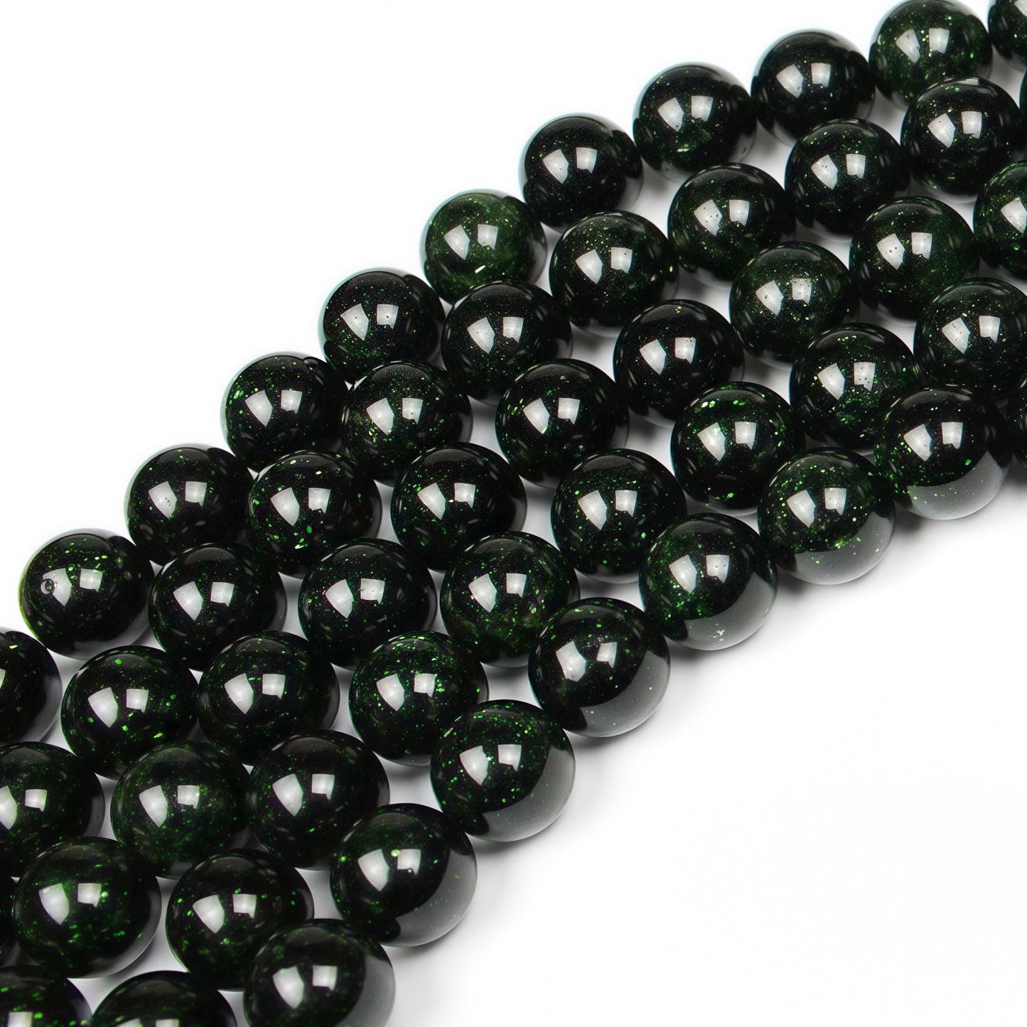 MJDCB Best Sellers Green Sand Stone Round Stone Beads for Jewelry Making DIY Bracelet Necklace (12mm)
