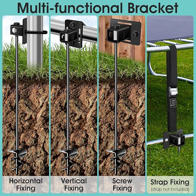 26" Ground Anchors Screw-in Payivsve, Multi-Purpose Trampoline Stakes Heavy Duty, 3" Wider Spiral Mobile Home Anchors Hurricane Earth Anchor for Trampoline, Shed, Swing Sets, Carports(26"-4pcs)