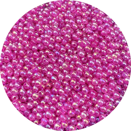 1500 Pcs 4mm Acrylic Round Beads AB Colors Round Spacer Beads for Earring Bracelet Necklace Key Chains Jewelry DIY Craft Making (Rose Red AB)