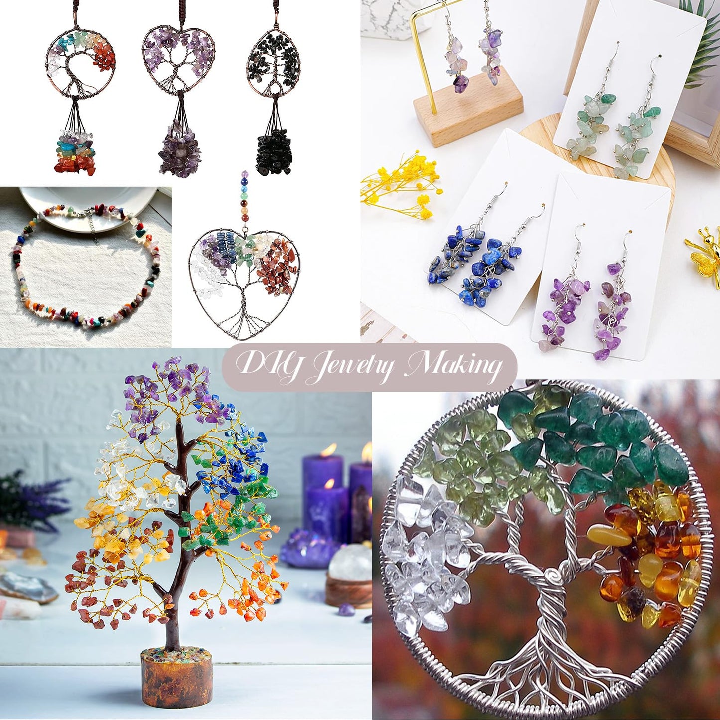 400pcs Natural Chip Stone Beads for Jewelry Making Fluorite 5-8mm Irregular Gemstones Healing Crystal Loose Rocks Bead Hole Drilled for Ring Earrings Necklace Bracelet Making DIY Art Crafts