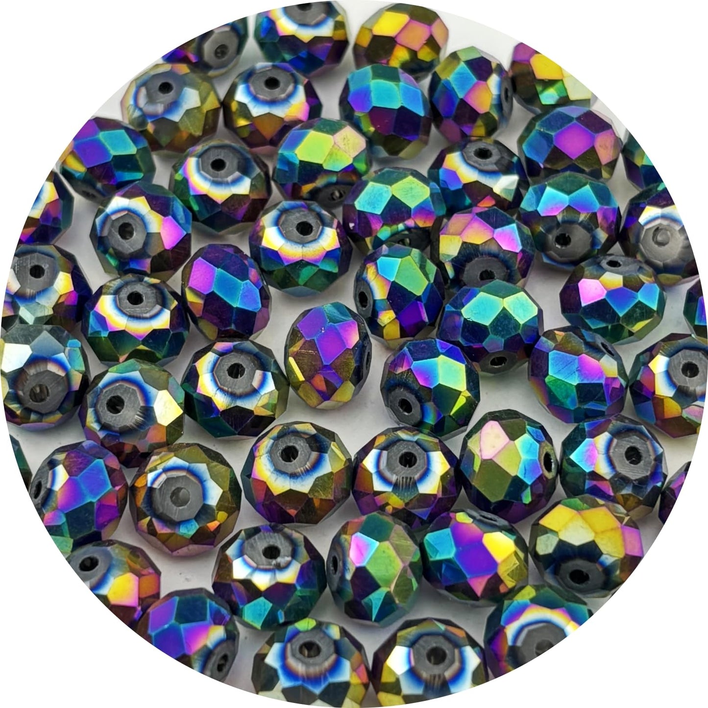 Pinhoollgo 100pcs 8mm Crystal Glass Beads Faceted Rondelle Glass Spacer Beads for Bracelets Necklace Pendants Earrings Key Chains Jewelry Making(Rainbow)