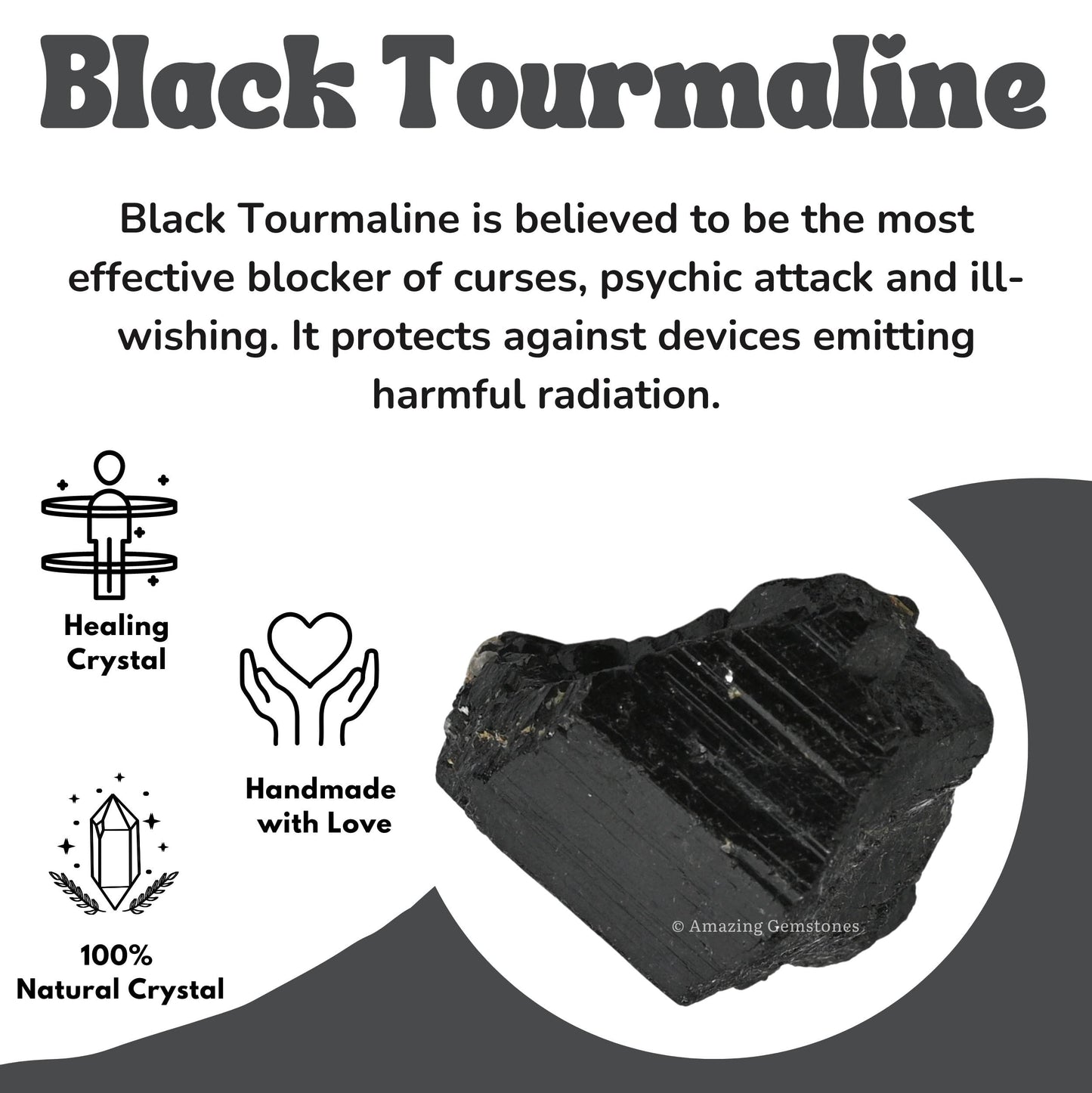Amazing Gemstone Black Tourmaline Selenite Crystal - 1lb Bulk Raw Black Tourmaline Crystals and Selenite Healing Crystals for Protection, Crystal Grid, Energy Piedra Selenita Original