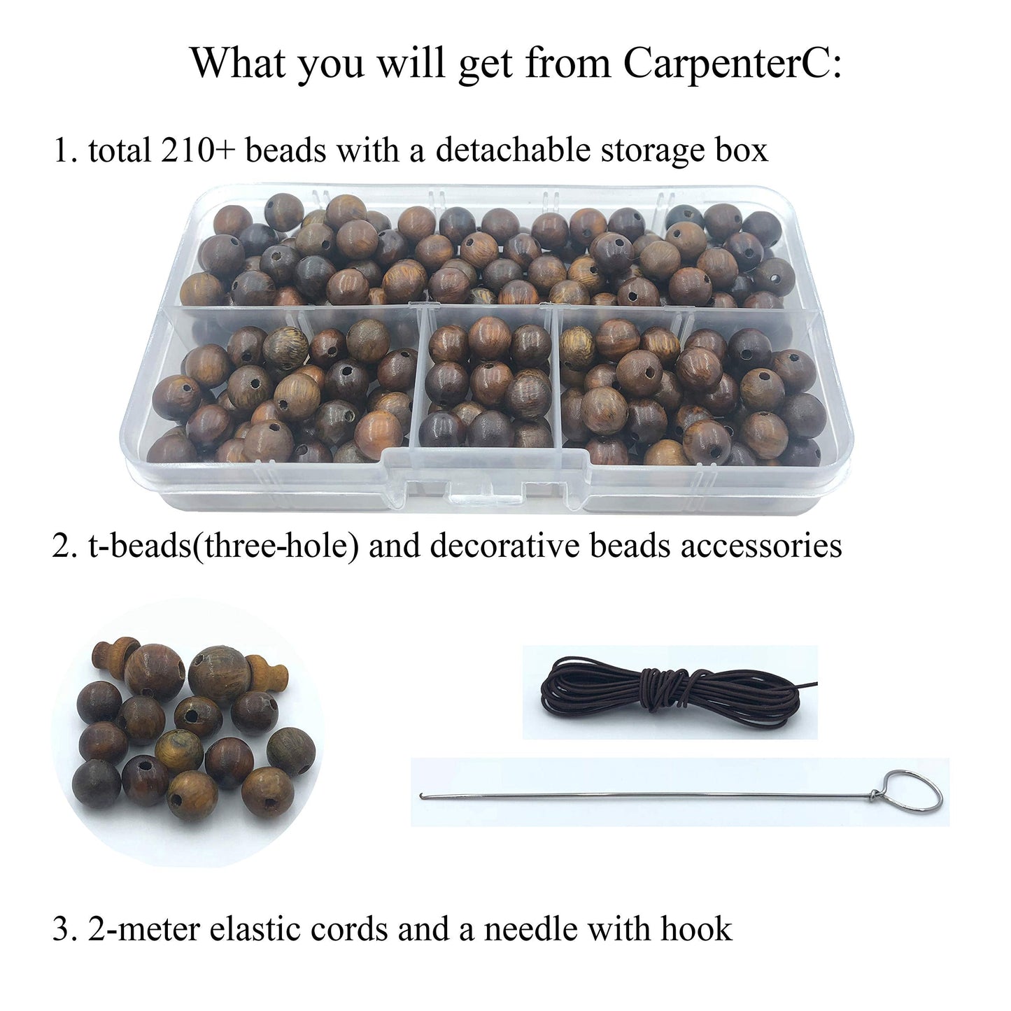 CarpenterC 500pcs 10mm Gorgeous Natural Round Polished Rosewood Loose Beads for Jewelry Making DIY Handmade Crafts
