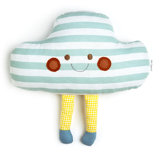 Art Capsula Cloud Shaped Decorative Pillow – Boho Nursery Decor & Sky Room Theme – Handmade 100% Cotton Cushion for Sofa or Bed