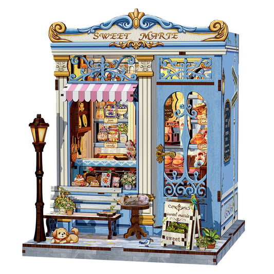 Fsolis Book Nook Kit - DIY Miniature House Kit for Adults, Booknook Bakery Bookshelf 3D Wooden Puzzles Gifts for Women Puzzle Lovers (Sweet Marie)