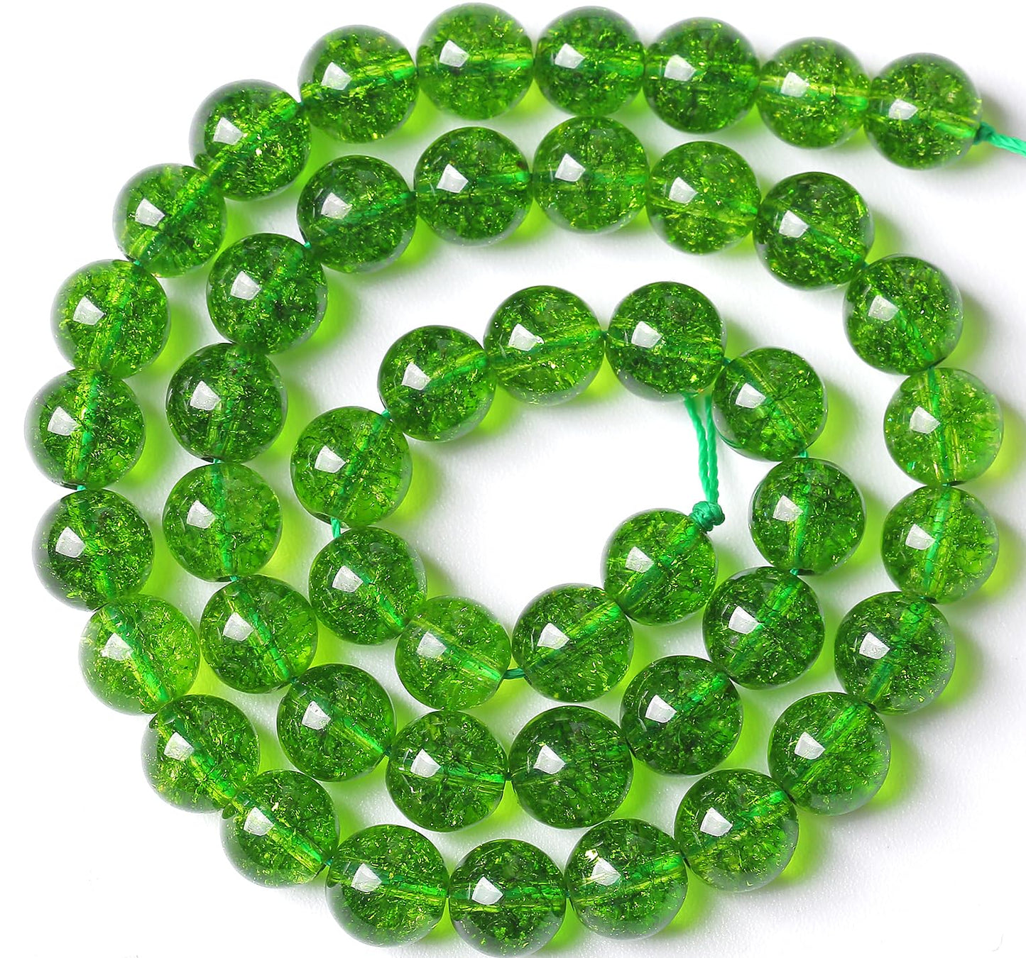 8MM Green Peridot Crystal Quartz Beads Natural Gemstone Beads Round Loose Beads for Jewelry and Bracelets Making 90pcs 2 Strands 32"