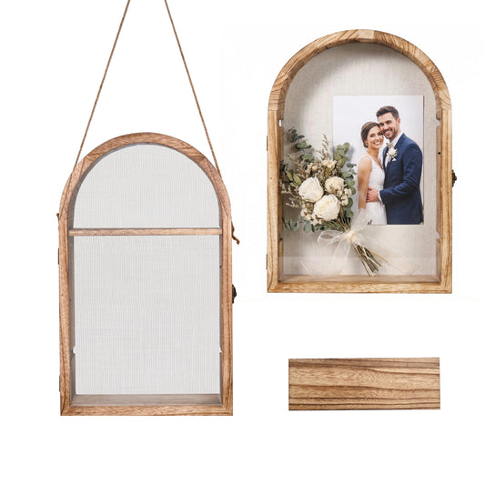 WLZGDFB Shadow Box Frame with Clear Acrylic Door, Removable Shelves & Linen Back - Large Display Case Picture Frame for Wall or Tabletop - Memory Box for Wedding Bouquet, Photos, Medals, Memorabilia