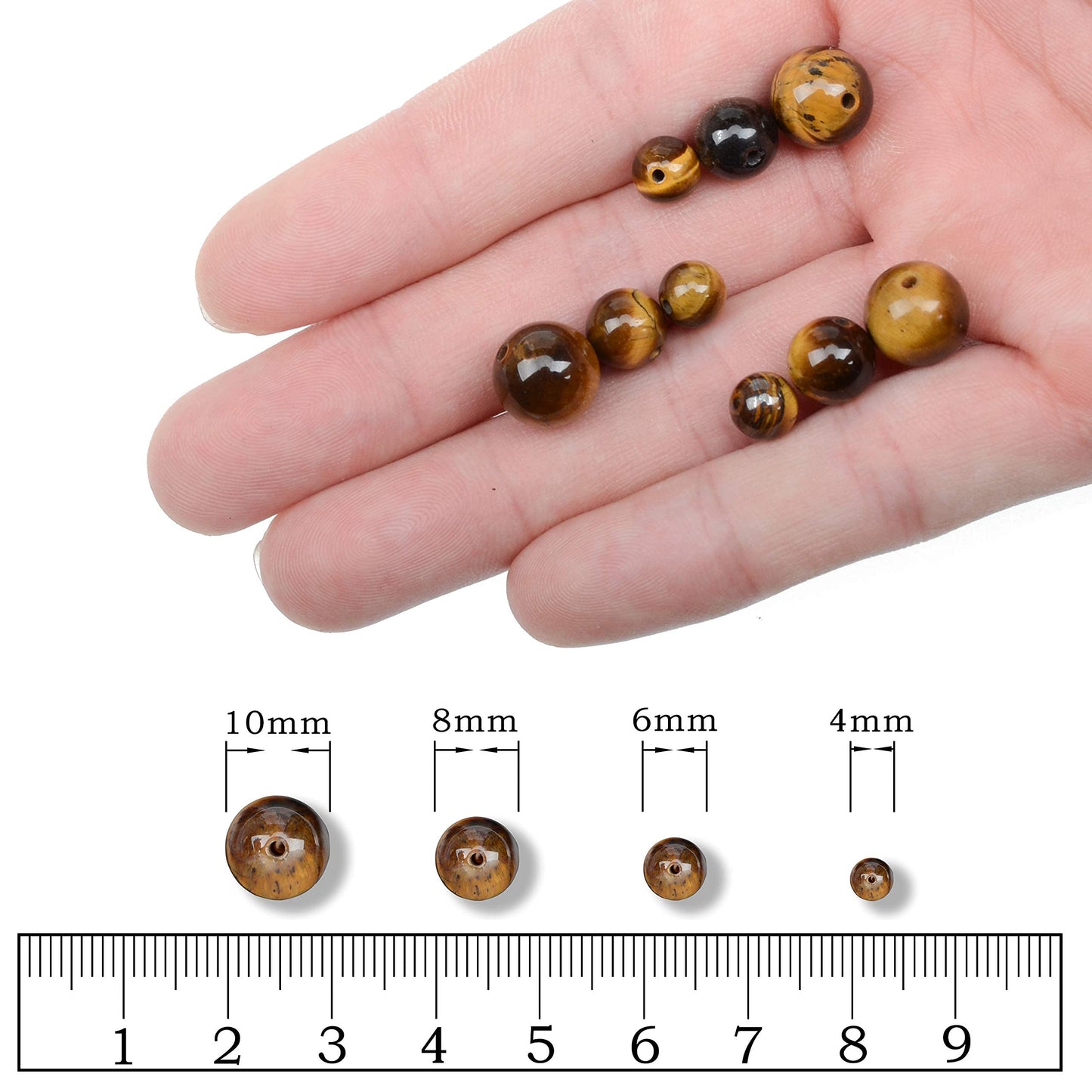 AD Beads Natural Gemstone Round Loose Beads 15" for Bracelet Necklace Earrings Jwelery Making Crafts DIY (4mm, Yellow Tiger Eye)