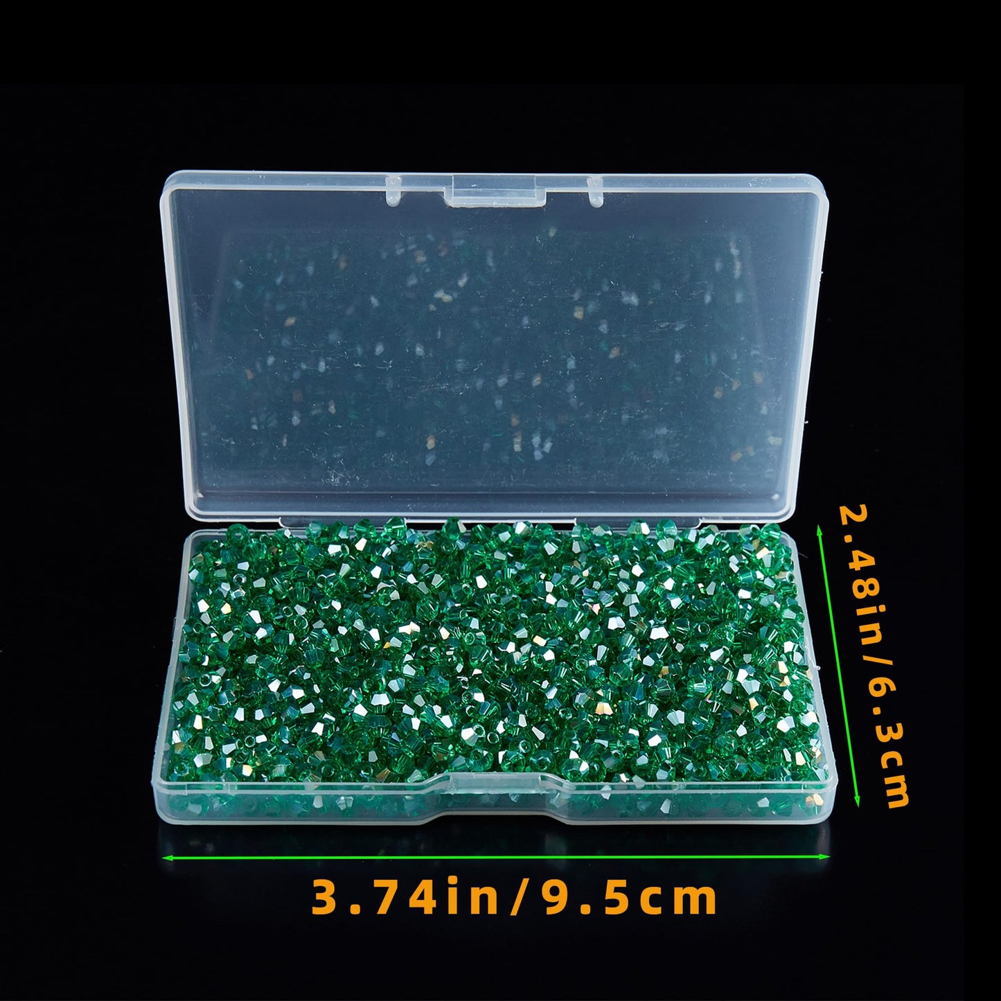 Laopottbeads 1200PCS 3mm Bicone Crystal Glass Beads for Jewelry Making, Sparkling Mini Beads for Suncatchers, DIY Bracelets & Craft Projects (Malachite Green)