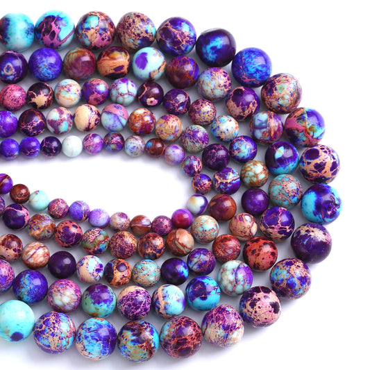 12MM 30PCS Natural Stone Galaxy Purple Sea Sediment Imperial Jasper Loose Beads for Jewelry Making DIY Bracelet Necklace