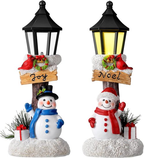 Karenhi Lighted Christmas Snowman Table Decorations - 2 Pack Indoor Centerpieces for Festive Holiday Decor