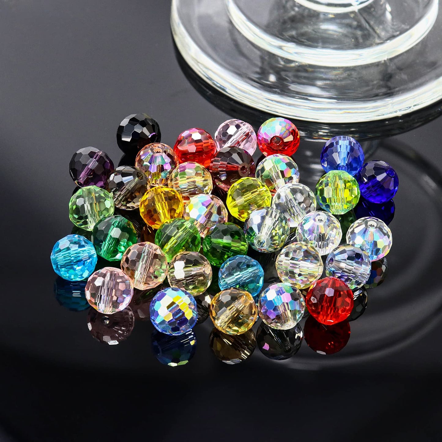 Dowarm 100PCS 8MM Crystal Glass Beads for Jewelry Making, Orange Faceted Crystal Beads for Crafts Bracelet Wind Chimes Suncatcher, #5003 Rondelle Spacer Beads, Loose Gemstones