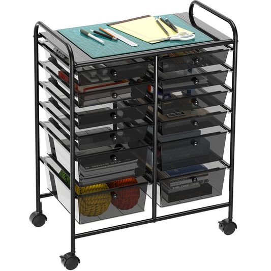 Simple Houseware Utility Cart with 12 Drawers Rolling Storage Art Craft Organizer, Black