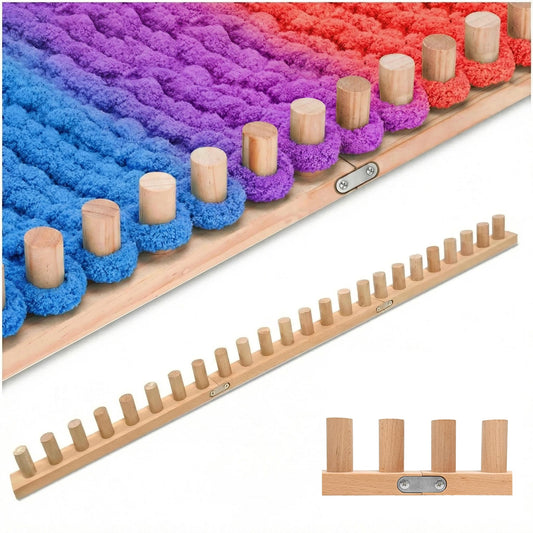 parknshop Upgraded Chunky Knit Loom (48"/60") - Premium Beech Wood Large Blanket Knitting Loom with Screw Fastening, No-Needle DIY Weaving Board for Beginners, Scarves & Handmade Blankets (48")