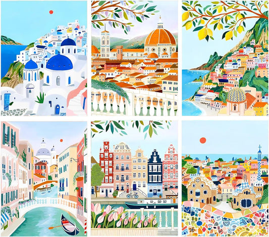 ARPADAMO 6 pack Aesthetic Diamond Art Kits for Adults,5D Landscape Diamond Painting DIY Diamond Art Diamond Painting Kits for Adult,Round Full Drill Diamonds, Diamond Art Kits for Home Decor-12x16inch