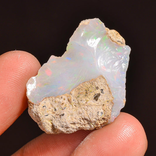 16.00 Cts Wire Fire Ethiopian Opal Rough Loose Gemstone | Lightweight Raw Crystal Healing Stone for Bracelet Pendant Jewelry Making