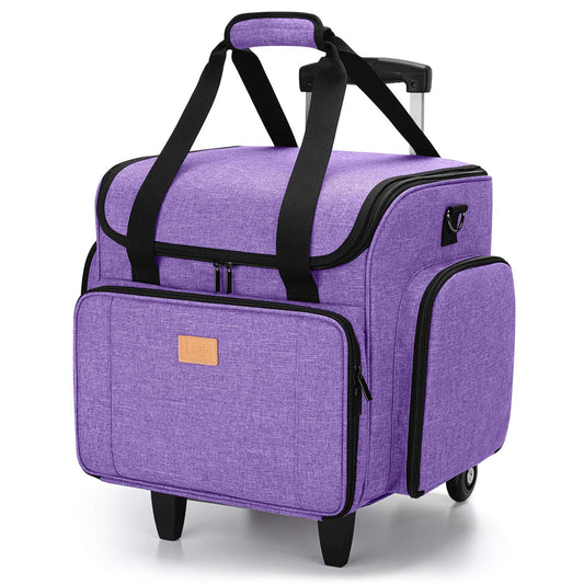 LUXJA Sewing Machine Case with Detachable Dolly, Sewing Machine Tote with Removable Bottom Pad (Patent Design), Purple