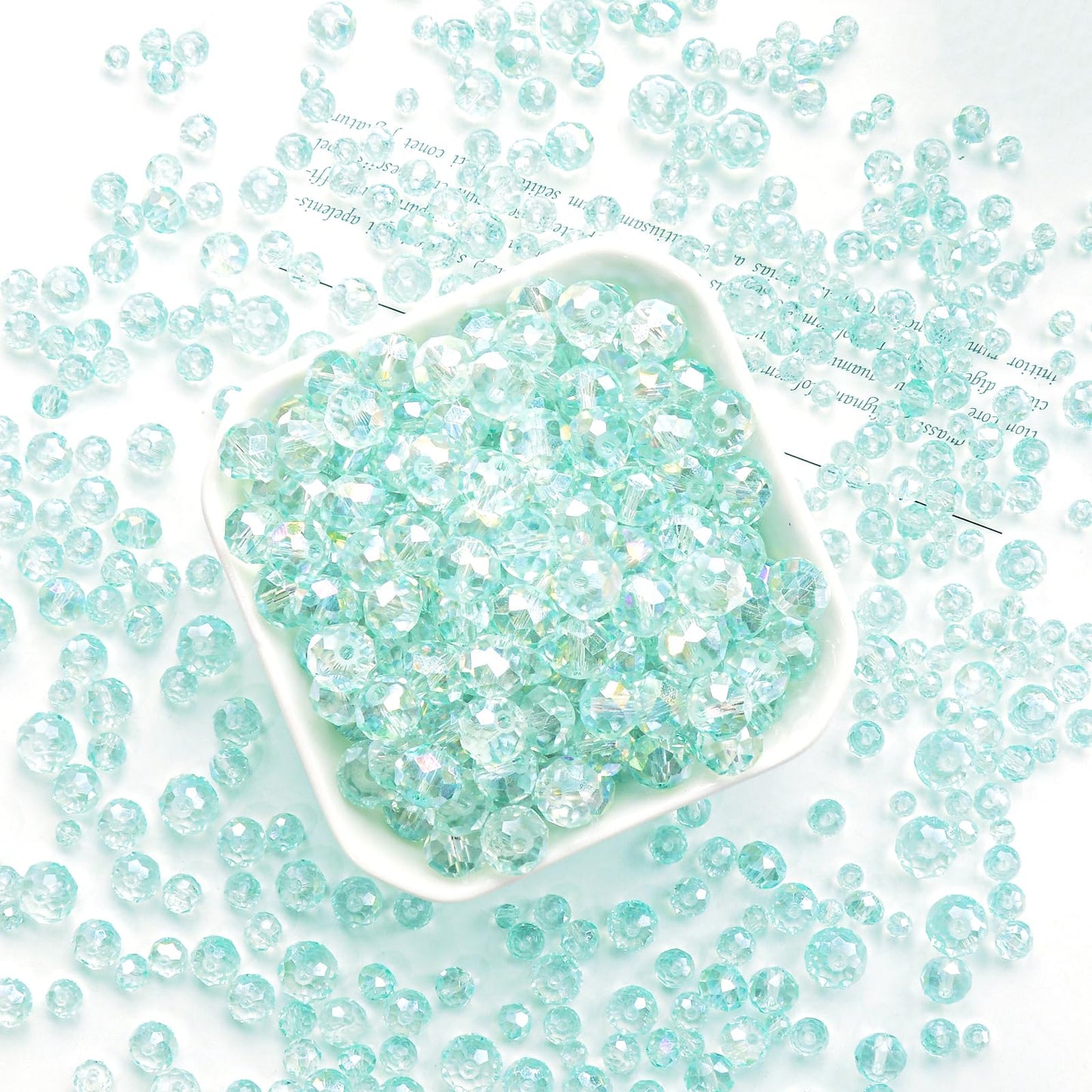 Laopottbeads 800Pcs 4/6/8/10mm Crystal Glass Beads for Jewelry Making Beads for Bracelets Necklace Pendants Making Supplies(Light Blue Green)