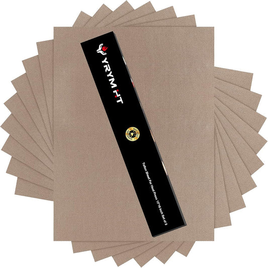 10 Pack PTFE Sheet for Heat Press - 16" x 12" Non Stick PTFE Sheets for Vinyl Heat Press Washable Reusable Heat Resistant Craft Mat