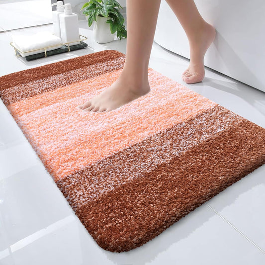 OLANLY Extra Soft Microfiber Bathroom Rug Mat - Quick Dry, Machine Washable, 24x16, Orange