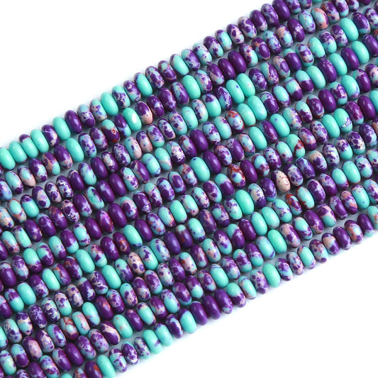150PCS 2x4mm Natural Galaxy Sea Imperial Jasper Stone Rondelle Beads Abacus Disk Stone Beads Round Loose Spacer Gemstone Beads for DIY Bracelet Necklace Jewelry Making