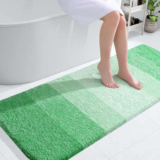 OLANLY Large Bathroom Rugs - Extra Soft Microfiber Mat 54x24 | Quick Dry, Machine Washable, Green