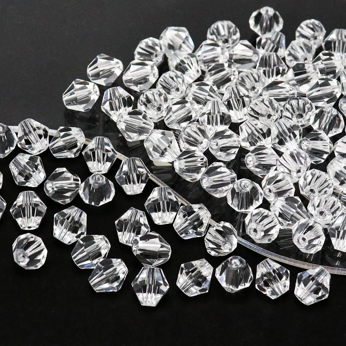 Dowarm 250PCS Crystal Bicone Beads 6mm, Bulk Small Faceted Bicone Glass Beads for Jewelry Making, Craft, DIY Bracelet, Necklace, Suncatcher