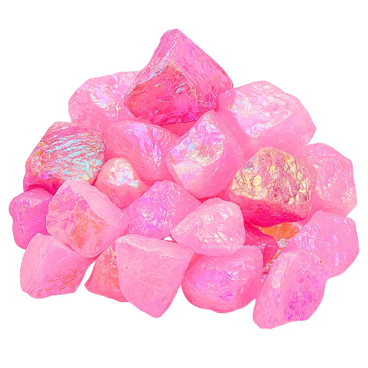 Amazing Gemstone Angel Aura Rose Quartz Raw Crystals and Healing Stones, Natural Rocks for Tumbling - DIY Raw Stones and Crystals, 2 Pieces
