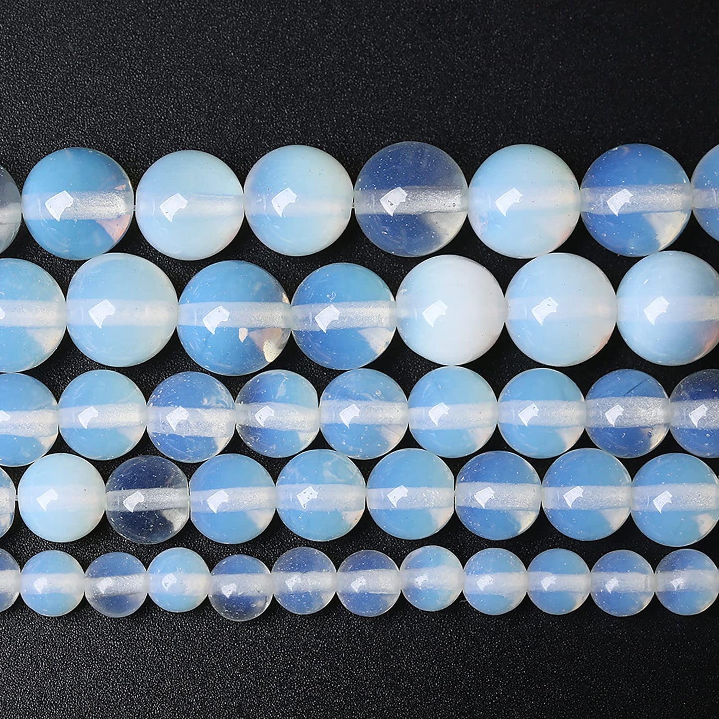 10MM 37PCS Natural Stone White Opal Quartz Loose Crystal Beads for Jewelry Making DIY Bracelet 1 Strand