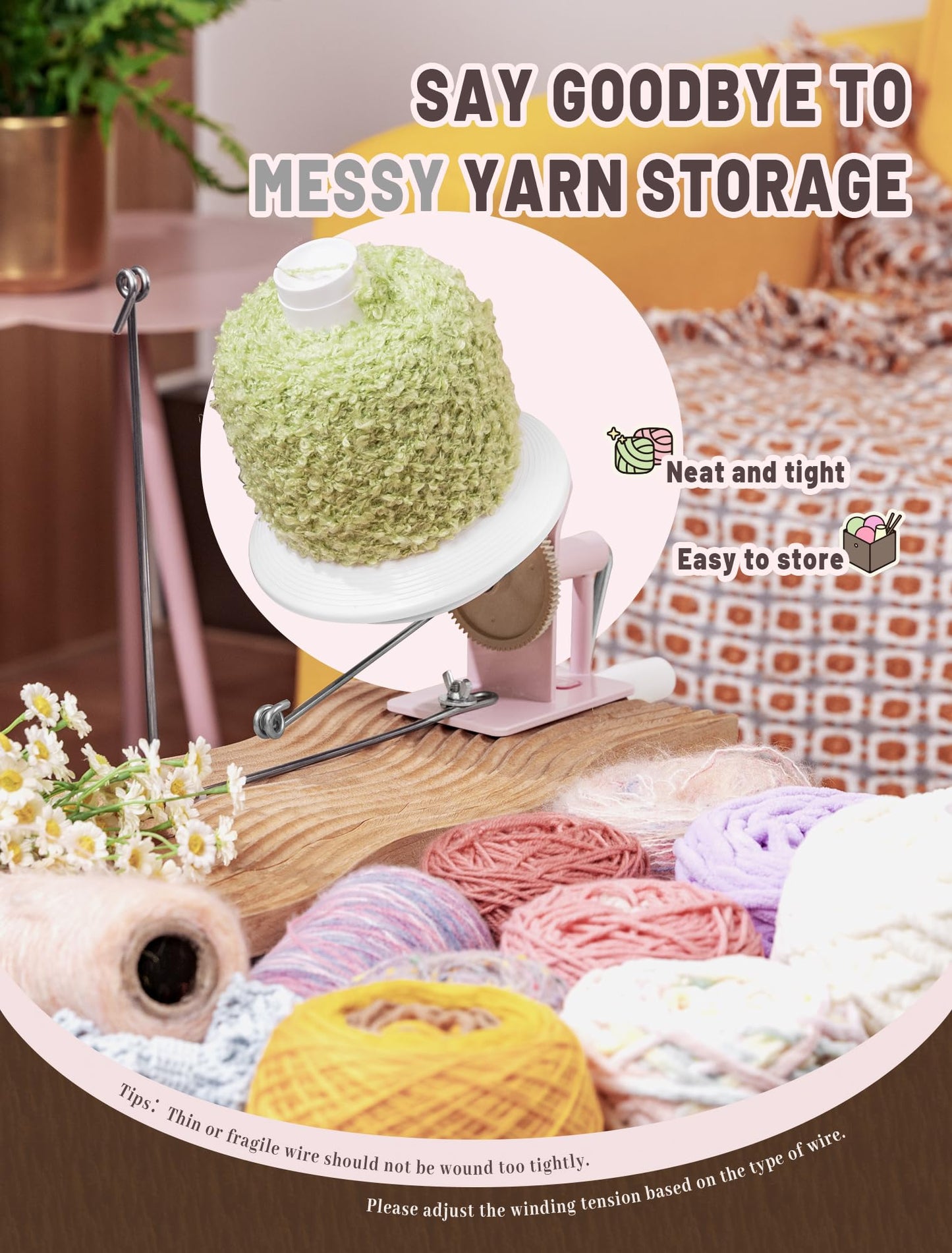 INMAKER Yarn Winder, 10oz Yarn Ball Winder Large Capacity for Crocheting, Yarn Spinner for Yarn Cake Maker