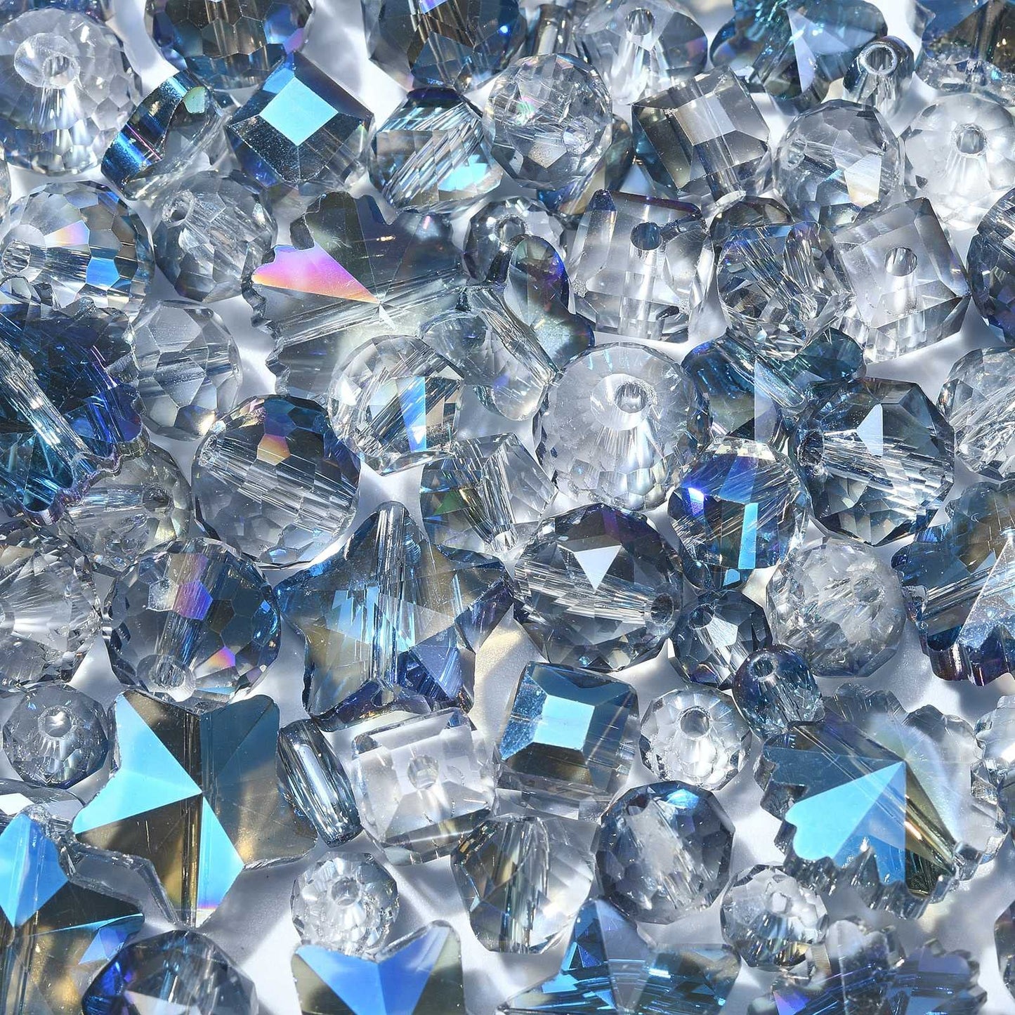 LiQunSweet 100 Pcs Blue Plated Faceted Crystal Glass Crystal Beads Bulk for Bracelet DIY Jewelry Making Earrings Necklace