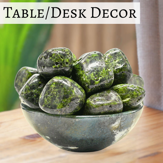 Amazing Gemstone Green Tourmaline with Matrix Crystal Tumbled Stones Polished Rocks - Natural Gem Stones for Healing - DIY Crystals for Protection (1 Piece)