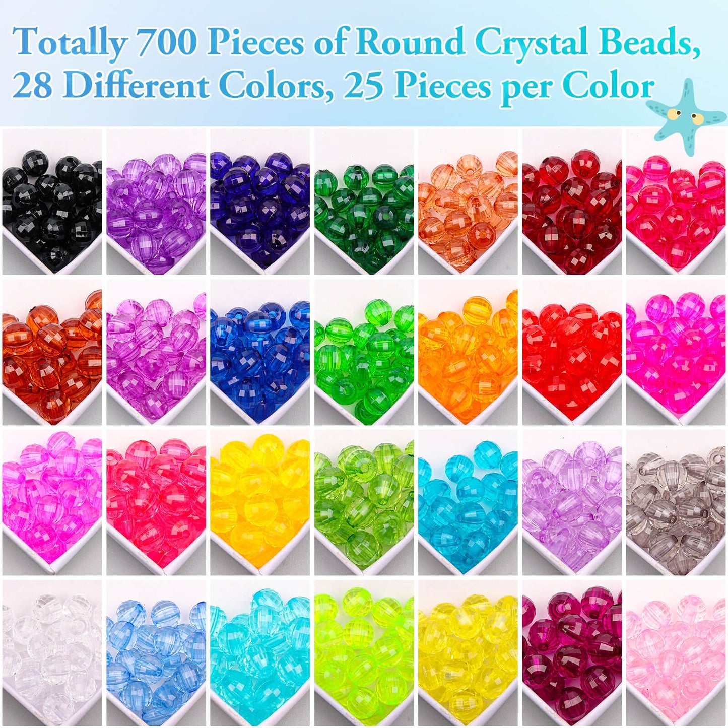 Paxcoo 700 Pcs Crystal Acrylic Beads Faceted Bicone Gem Beads for Jewelry Making (8 MM)