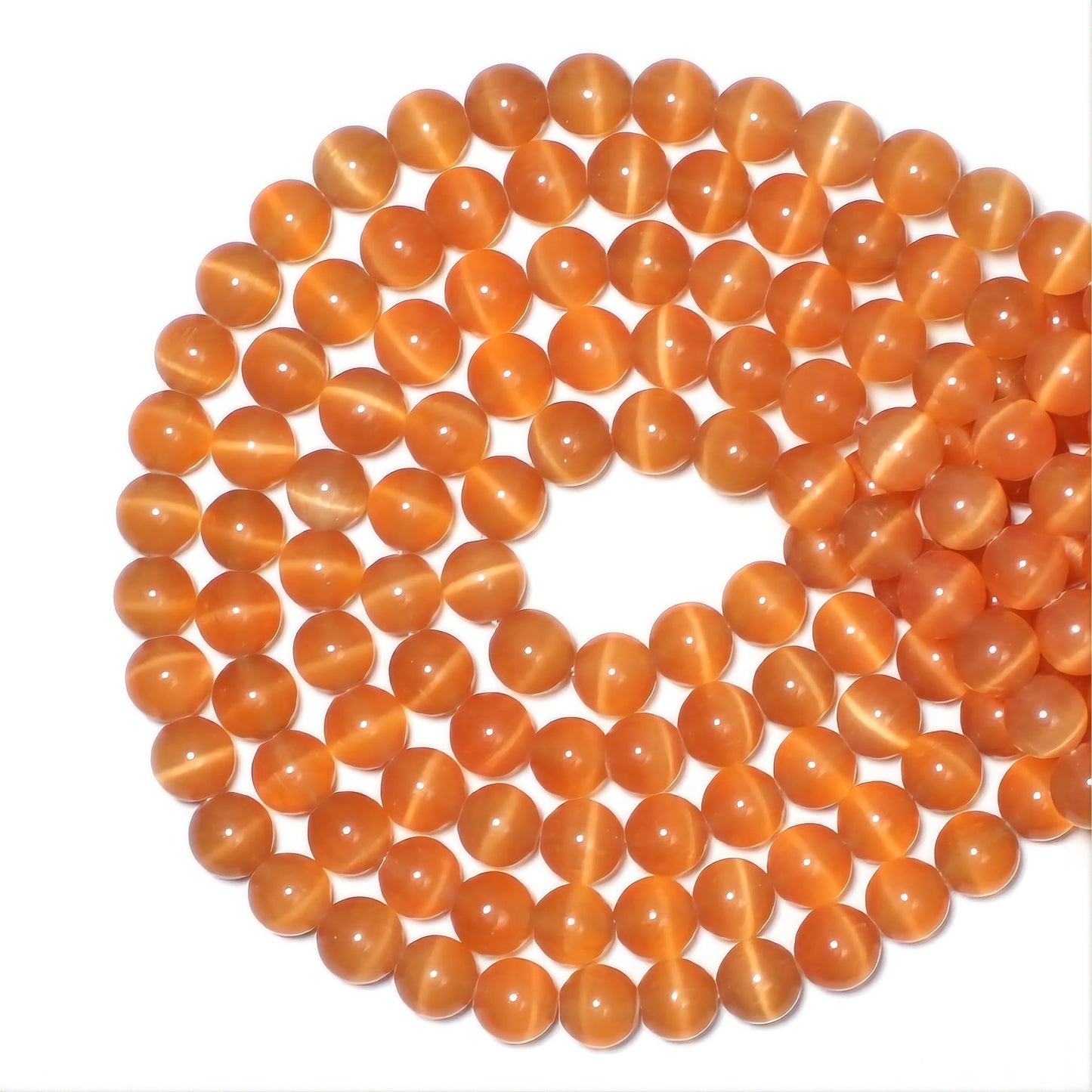MJDCB 30pcs Orange Cat Eye Stone Beads 12mm Round Crystal Loose Bead for Jewelry Making DIY Bracelets Necklace