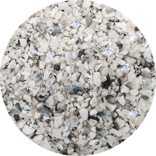 Amazing Gemstone Rainbow Moonstone Crystal Chips Aquarium Gravel Rocks - Bulk Fish Tank Gravel, Small Tumbled Stone Chips and Tiny Crystals for Decoration (Natural AAA Grade Gemstones)