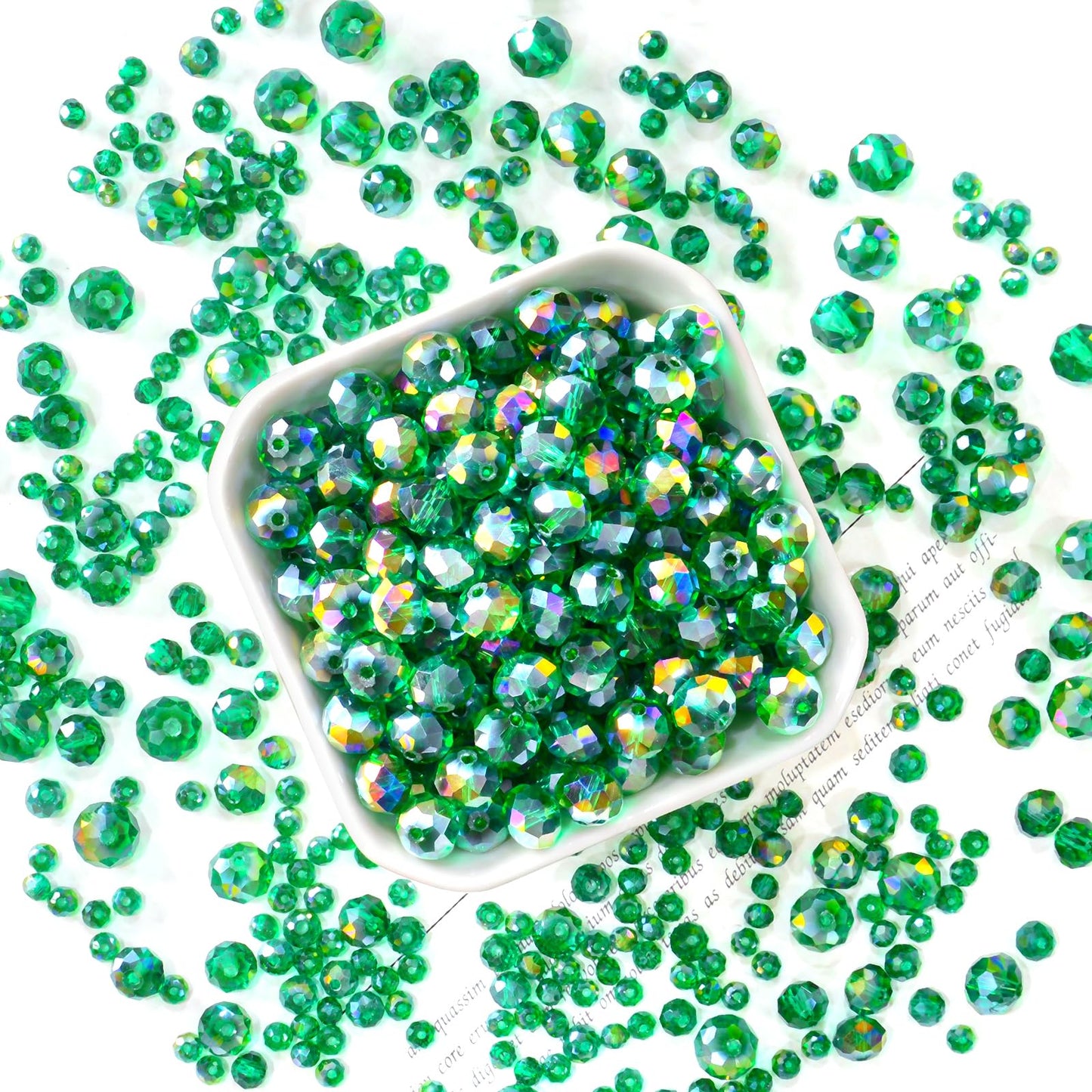 Laopottbeads 500Pcs 6mm Crystal Glass Beads for Jewelry Making Beads for Bracelets Necklace Pendants Making Supplies(Malachite Green)
