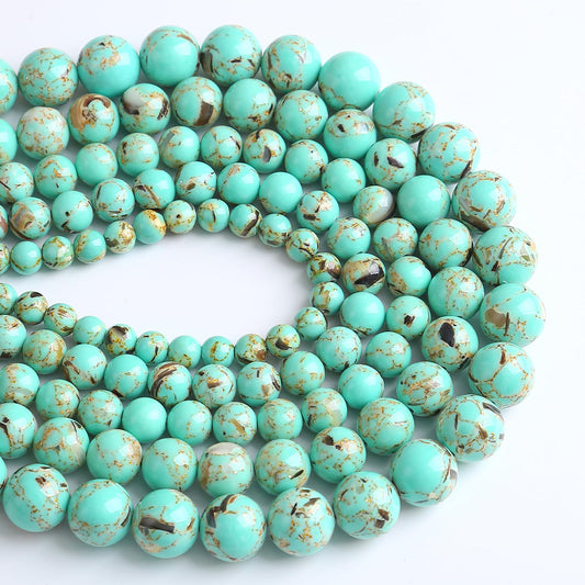 12MM 32PCS Peacock Blue Shell Turquoise Spacer Loose Beads for Jewelry Making DIY Bracelet Necklace