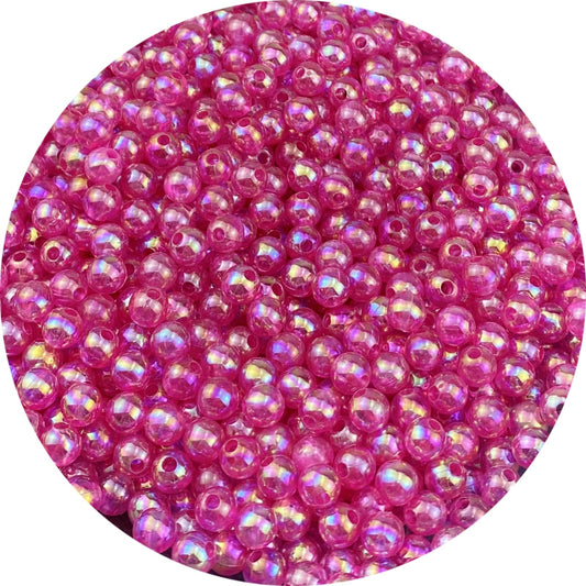 1000 Pcs 6mm Acrylic Round Beads AB Colors Round Spacer Beads for Earring Bracelet Necklace Key Chains Jewelry DIY Craft Making(Rose Red AB)