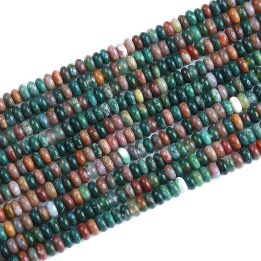 150PCS 2x4mm Natural Indian Agate Rondelle Beads Abacus Disk Stone Beads Round Loose Spacer Gemstone Beads for DIY Bracelet Necklace Jewelry Making