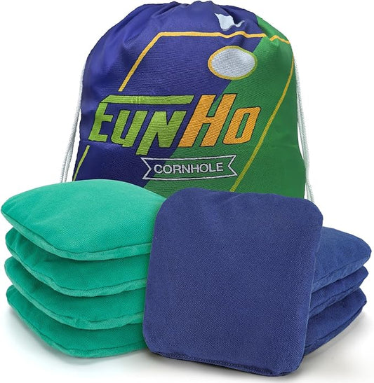 EunHo Dual Sided Cornhole Bags Regulation Set of 8 Professional Cornhole Bean Bags Slick and Stick for Tossing Game-All Weather