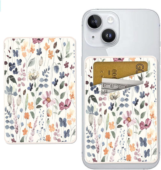 AOHRO Phone Card Holder - Dual Pocket Leather Wallet with Adhesive, Cute Credit Card Holder for Most Phones - Colorful
