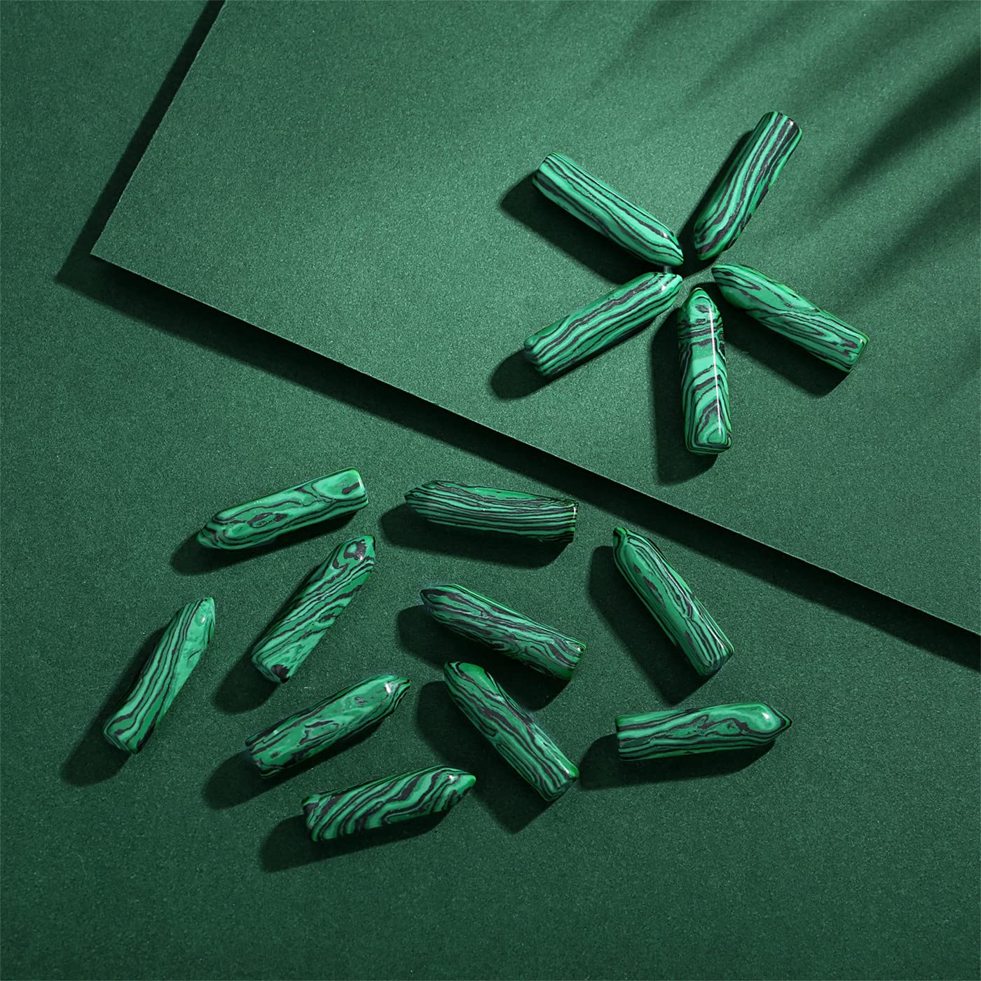 10PCS Malachite Natural Healing Crystals Stones Sets Polished Tumbled Pocket Gemstones Bulk Hexagonal Points Reiki Energy Balancing Chakra Meditation Therapy Desk Decor Gift