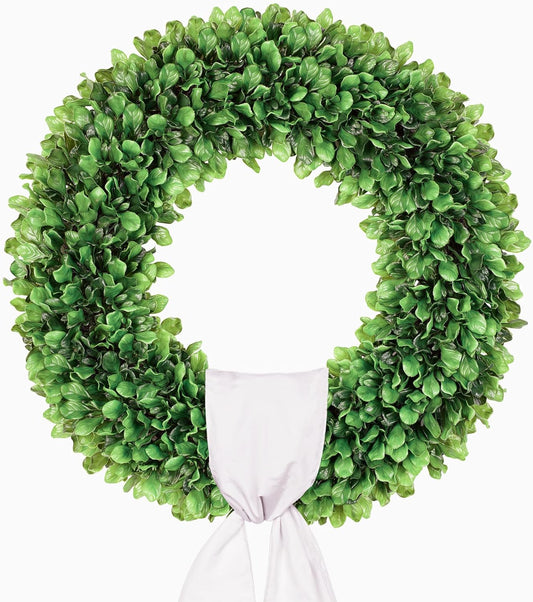 Regine Switzerland 20-Inch Artificial Boxwood Wreath - Versatile Greenery for All Seasons, Perfect for Home Decor & Weddings
